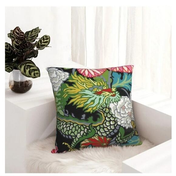 Pillow Covers Throw Decor 18X18 Only Japanese Dragon Set 2  Asian Chinese - Picture 5 of 10